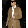 KIM KARDASHIAN BEIGE LEATHER TRENCH COAT