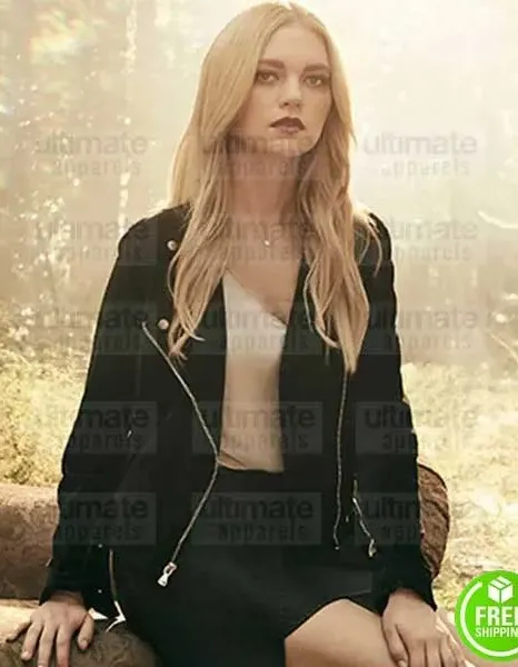 LEGACIES JENNY BOYD (LIZZIE SALTZMAN) BLACK SUEDE LEATHER JACKET