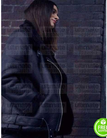 LOCKE AND KEY LAYSLA DE OLIVERIA (DODGE) BLACK FUR LEATHER JACKET