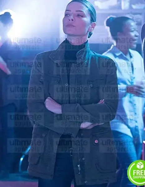 LUCIFER LAUREN GERMAN (CHLOE DECKER) GREEN COTTON COAT