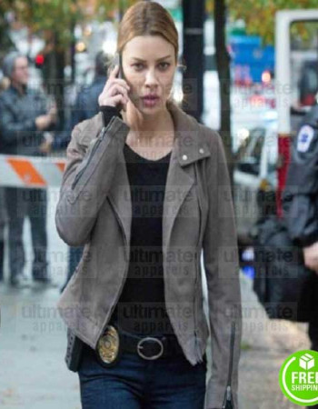 LUCIFER LAUREN GERMAN (CHLOE DECKER) GREY LEATHER JACKET LUCIFER LAUREN GERMAN (CHLOE DECKER) GREY LEATHER JACKET