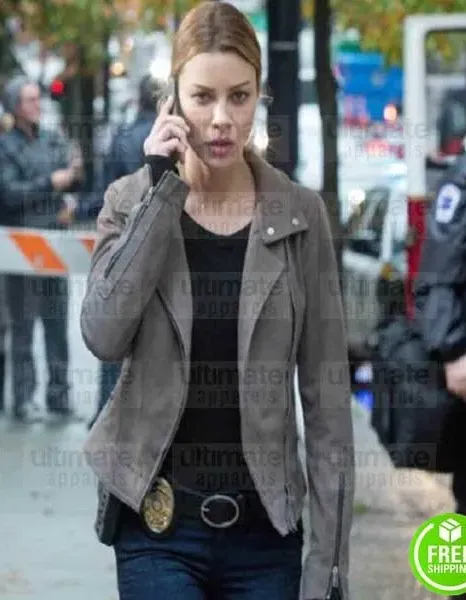 LUCIFER LAUREN GERMAN (CHLOE DECKER) GREY LEATHER JACKET