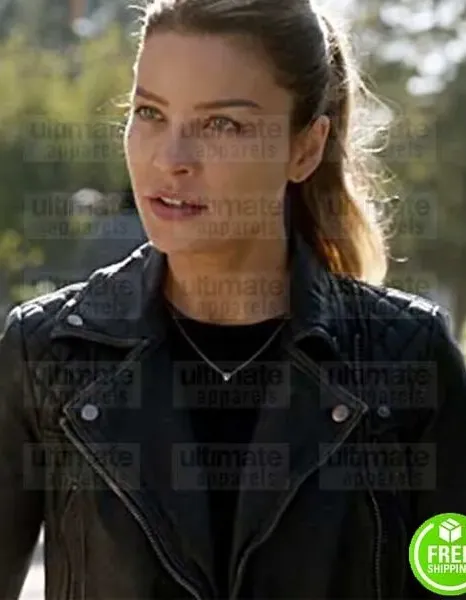 LUCIFER LAUREN GERMAN (CHLOE DECKER) BLACK BIKER LEATHER JACKET