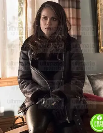 LUCIFER LESLEY-AAN BRANDT (MAZIKEEN) BLACK SHEARLING LEATHER JACKET