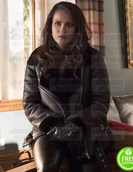 LUCIFER LESLEY-AAN BRANDT (MAZIKEEN) BLACK SHEARLING LEATHER JACKET LUCIFER LESLEY-AAN BRANDT (MAZIKEEN) BLACK SHEARLING LEATHER JACKET