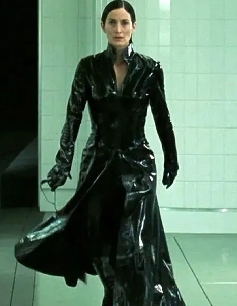 Matrix Reloaded Trinity Carrie-Anne Moss Trench Leather Coat