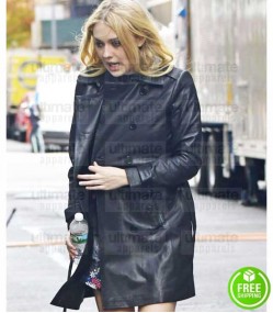 OCEAN'S 8 DAKOTA FANNING (PENELOPE STERN) BLACK LEATHER COAT