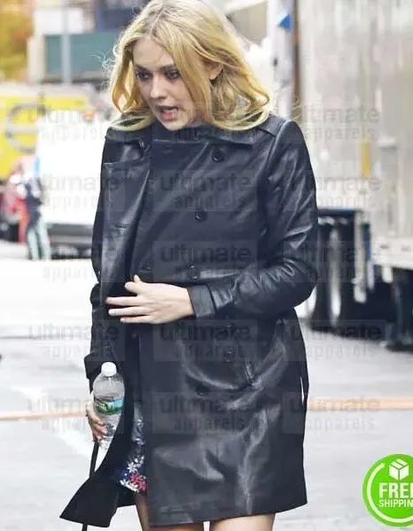 OCEAN'S 8 DAKOTA FANNING (PENELOPE STERN) BLACK LEATHER COAT OCEAN'S 8 DAKOTA FANNING (PENELOPE STERN) BLACK LEATHER COAT