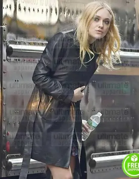 OCEAN'S 8 DAKOTA FANNING (PENELOPE STERN) BLACK LEATHER COAT OCEAN'S 8 DAKOTA FANNING (PENELOPE STERN) BLACK LEATHER COAT