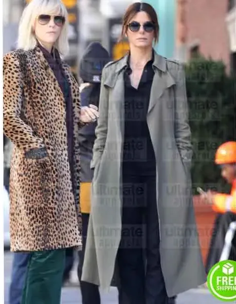 OCEAN'S 8 SANDRA BULLOCK (DEBBIE OCEAN) GREY COTTON TRENCH COAT OCEAN'S 8 SANDRA BULLOCK (DEBBIE OCEAN) GREY COTTON TRENCH COAT