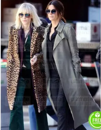 OCEAN'S 8 SANDRA BULLOCK (DEBBIE OCEAN) GREY COTTON TRENCH COAT OCEAN'S 8 SANDRA BULLOCK (DEBBIE OCEAN) GREY COTTON TRENCH COAT