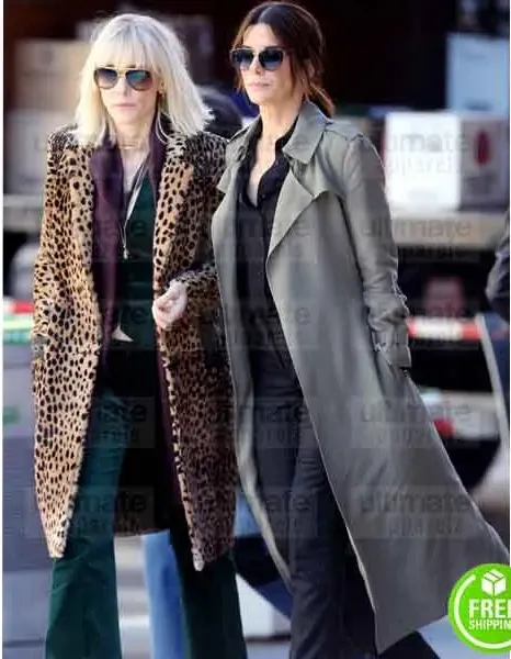 OCEAN'S 8 SANDRA BULLOCK (DEBBIE OCEAN) GREY COTTON TRENCH COAT OCEAN'S 8 SANDRA BULLOCK (DEBBIE OCEAN) GREY COTTON TRENCH COAT