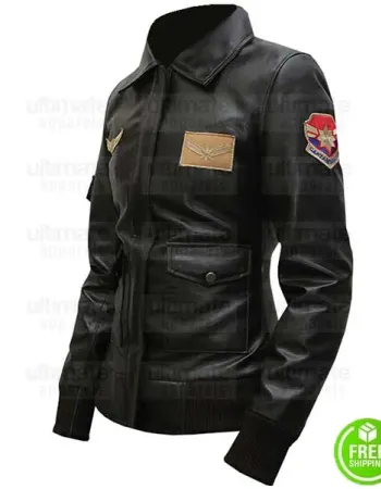 CAPTAIN MARVEL BRIE LARSON AVIATOR FLIGHT BROWN JACKET CAPTAIN MARVEL BRIE LARSON AVIATOR FLIGHT BROWN JACKET