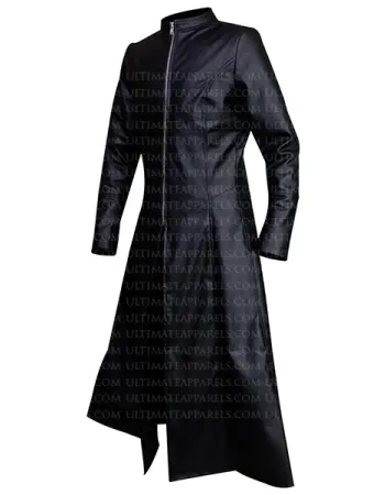 Matrix Reloaded Trinity Carrie-Anne Moss Trench Leather Coat Matrix Reloaded Trinity Carrie-Anne Moss Trench Leather Coat