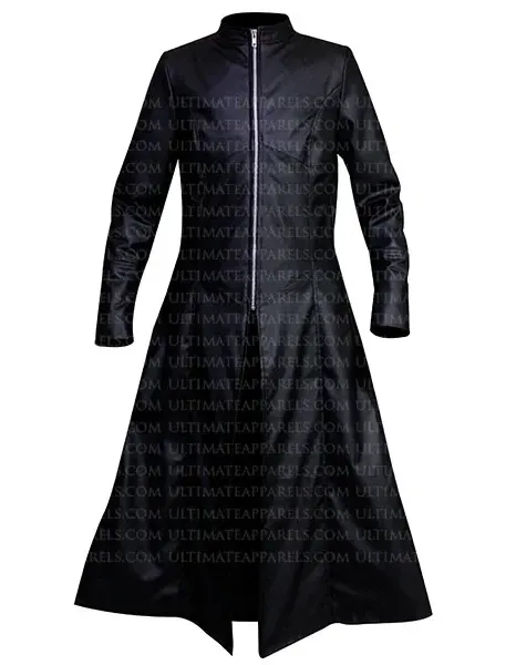 Matrix Reloaded Trinity Carrie-Anne Moss Trench Leather Coat