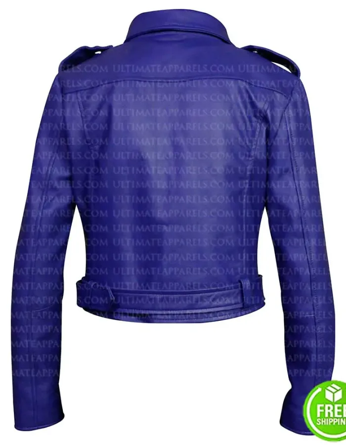 ROYAL BLUE CROPPED BIKER JACKET ROYAL BLUE CROPPED BIKER JACKET