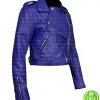 ROYAL BLUE CROPPED BIKER JACKET ROYAL BLUE CROPPED BIKER JACKET