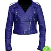 ROYAL BLUE CROPPED BIKER JACKET ROYAL BLUE CROPPED BIKER JACKET