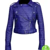 ROYAL BLUE CROPPED BIKER JACKET ROYAL BLUE CROPPED BIKER JACKET