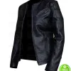 WOMEN'S COLLARLESS BLACK LEATHER JACKET WOMEN'S COLLARLESS BLACK LEATHER JACKET