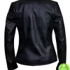 WOMEN'S COLLARLESS BLACK LEATHER JACKET WOMEN'S COLLARLESS BLACK LEATHER JACKET