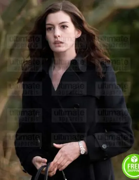 PASSENGERS ANNE HATHAWAY (CLAIRE SUMMERS) BLACK WOOL TRENCH COAT