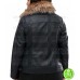 WOMEN'S PLUS SIZE FUR COLLAR LEATHER JACKET 