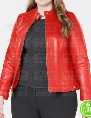 RED LEATHER JACKET PLUS SIZE