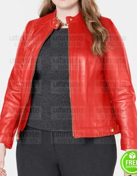 RED LEATHER JACKET PLUS SIZE