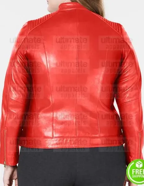 RED LEATHER JACKET PLUS SIZE