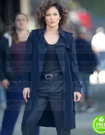 SHADES OF BLUE JENNIFER LOPEZ (HARLEE SANTOS) BLUE COTTON COAT