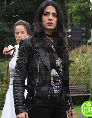 SHADOWHUNTERS EMERAUDE TOUBIA (ISABELLE LIGHTWOOD) BLACK LEATHER JACKET
