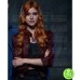 SHADOWHUNTERS KATHERINE MCNAMARA (CLARY FRAY) MARRON LEATHER JACKET