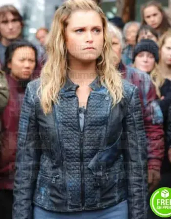 THE 100 ELIZA TAYLOR (CLARKE GRIFFIN) BLACK LEATHER JACKET