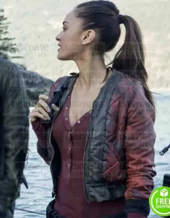 THE 100 LINDSEY MORGAN (RAVEN REYES) RED COTTON JACKET