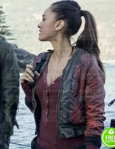 THE 100 LINDSEY MORGAN (RAVEN REYES) RED COTTON JACKET