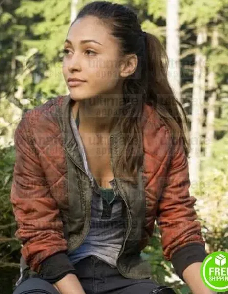 THE 100 LINDSEY MORGAN (RAVEN REYES) RED COTTON JACKET