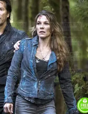 THE 100 PAIGE TURCO (ABIGAIL GRIFFIN) BLUE LEATHER JACKET