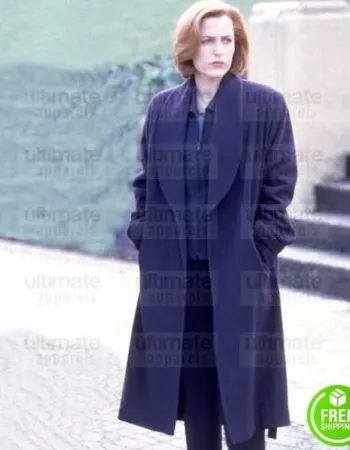 THE X-FILES GILLIAN ANDERSON (DANA SCULLY) BLUE WOOL COAT