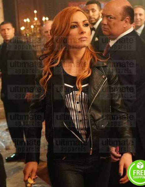 WWE RAW BECKY LYNCH BLACK LEATHER BIKER JACKET