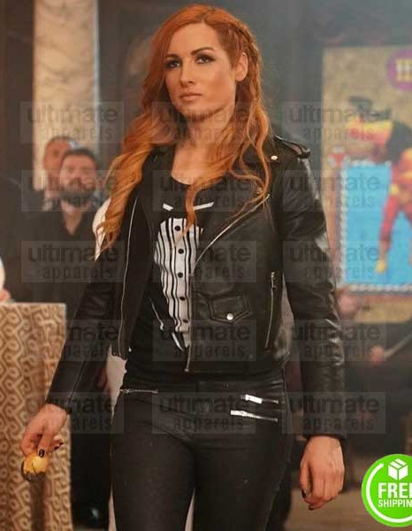WWE RAW BECKY LYNCH BLACK LEATHER BIKER JACKET