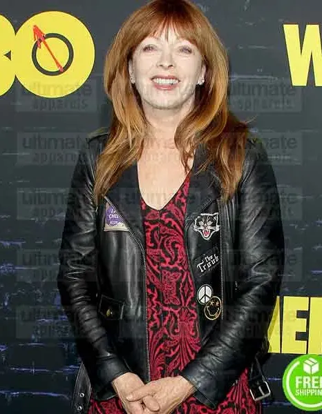 WATCHMEN PREMIERE FRANCES FISHER (JANE CRAWFORD) BIKER LEATHER JACKET WATCHMEN PREMIERE FRANCES FISHER (JANE CRAWFORD) BIKER LEATHER JACKET