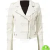 WHITE CROPPED LEATHER MOTO JACKET WHITE CROPPED LEATHER MOTO JACKET