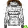 CAROLINE CHAMBERS SILVER FUR HOODIE FAUX LEATHER JACKET