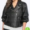 WOMEN'S PLUS SIZE BLACK BIKER LEATHER JACKET WOMEN'S PLUS SIZE BLACK BIKER LEATHER JACKET