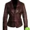 WOMAN'S TWO BUTTON BROWN LEATHER BLAZER JACKET