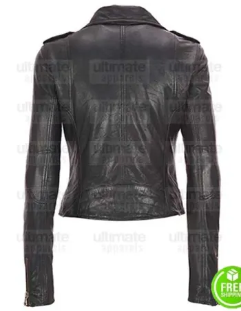 WOMEN'S LAMBSKIN BLACK BIKER LEATHER JACKET