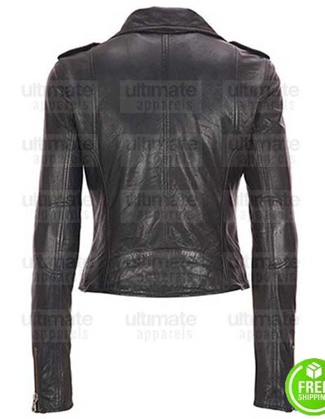 WOMEN'S LAMBSKIN BLACK BIKER LEATHER JACKET