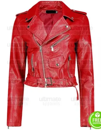 CROP LOOK BIKER LEATHER  JACKET