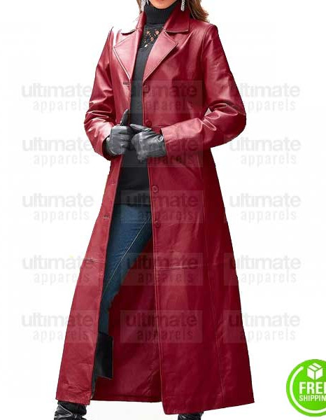 WOMEN'S RED LEATHER TRENCH COAT WOMEN'S RED LEATHER TRENCH COAT